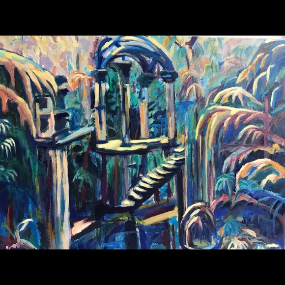 Gabriela Ortiz Other - Original Acrylic on Canvas Painting Magical Garden